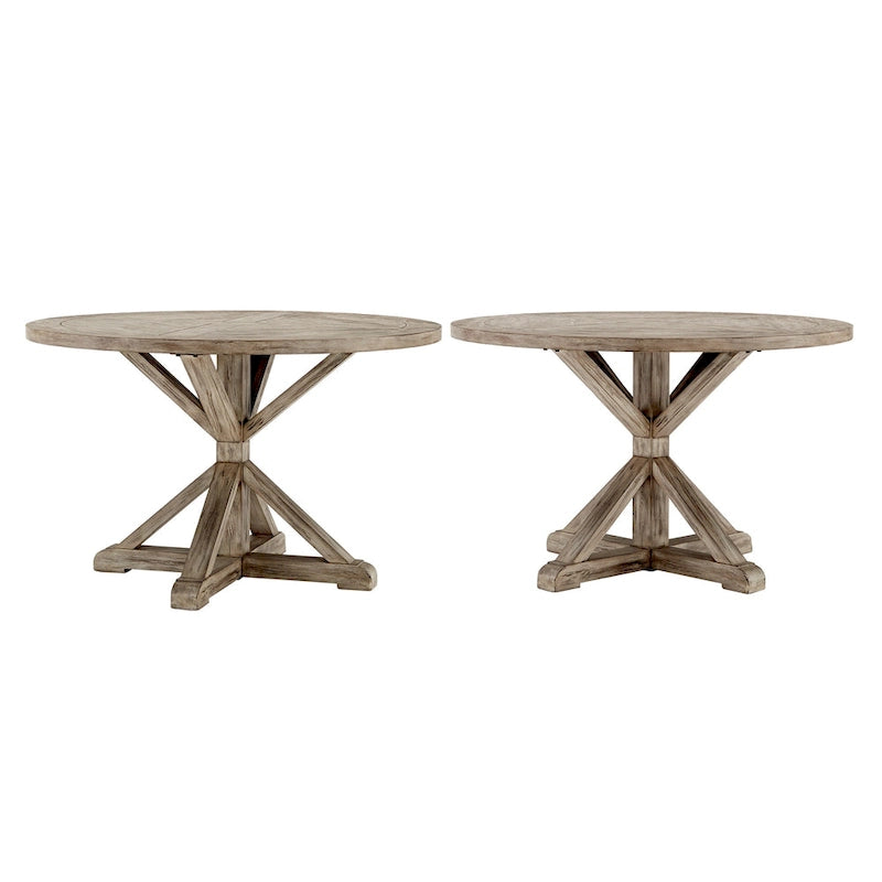 Table de salle à manger ronde Krakova Rustic avec base en X en pin