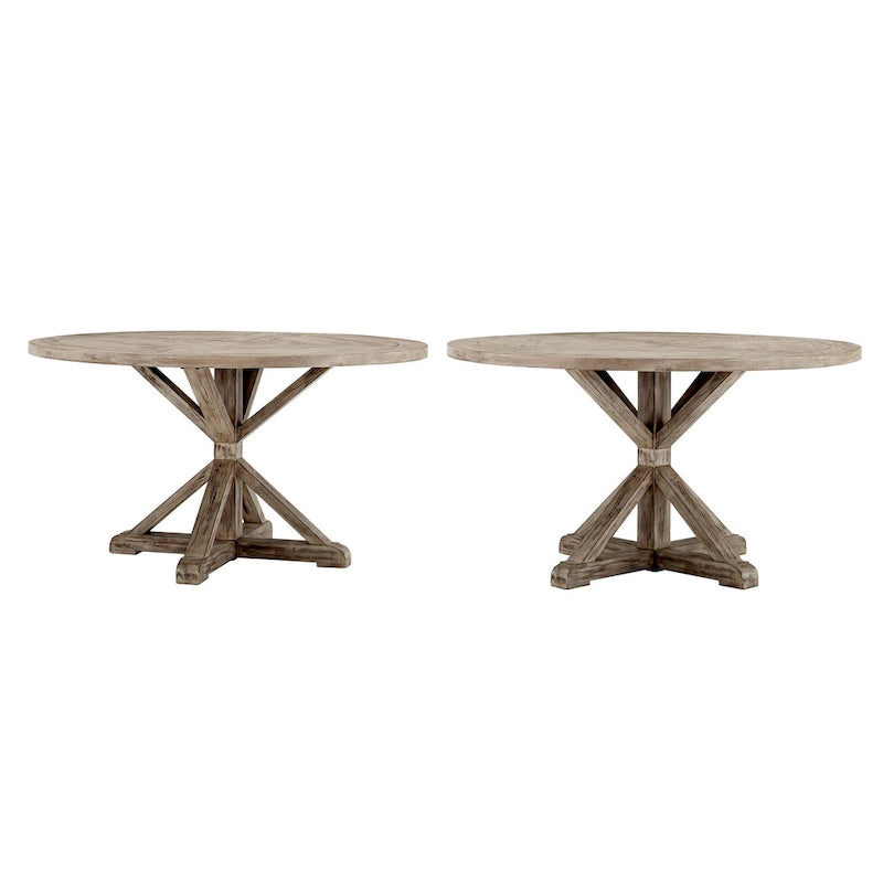 Table de salle à manger ronde Krakova Rustic avec base en X en pin