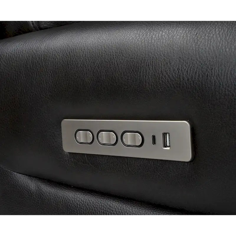 Causeuse inclinable électrique en cuir pleine fleur avec port USB et appuie-tête réglable