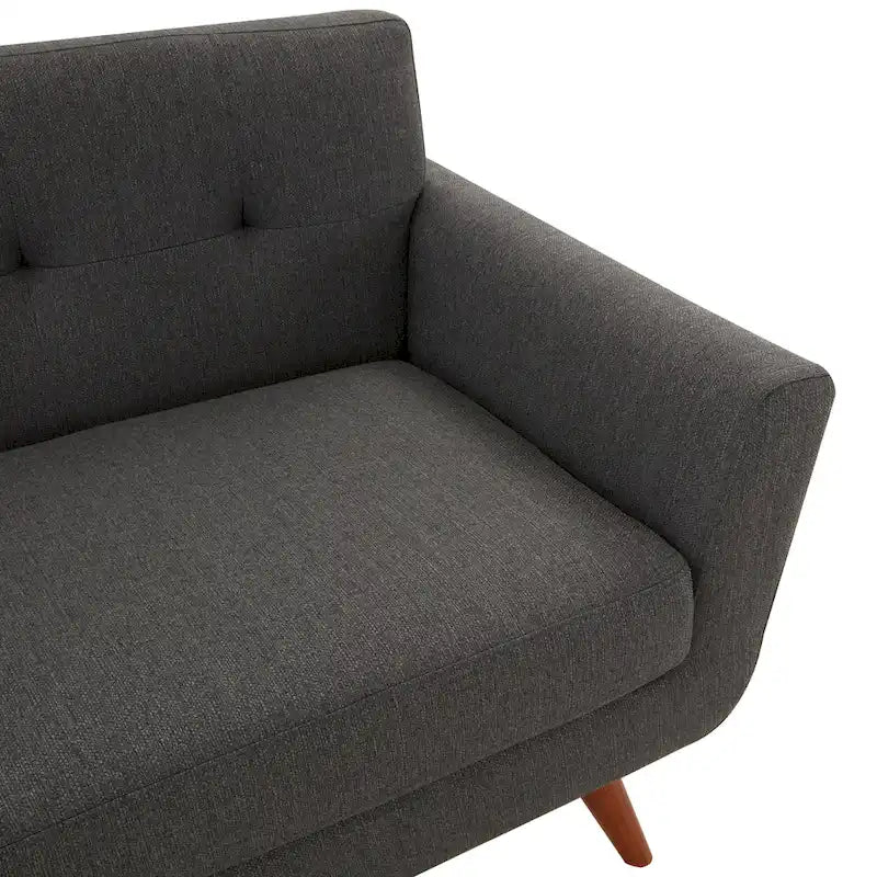 Canapé d'angle capitonné en lin – Style rétro chic du milieu du siècle