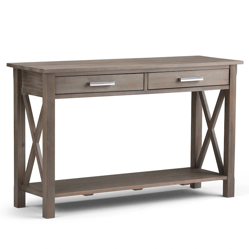 Console/table d'appoint contemporaine en bois massif de 47 pouces de large