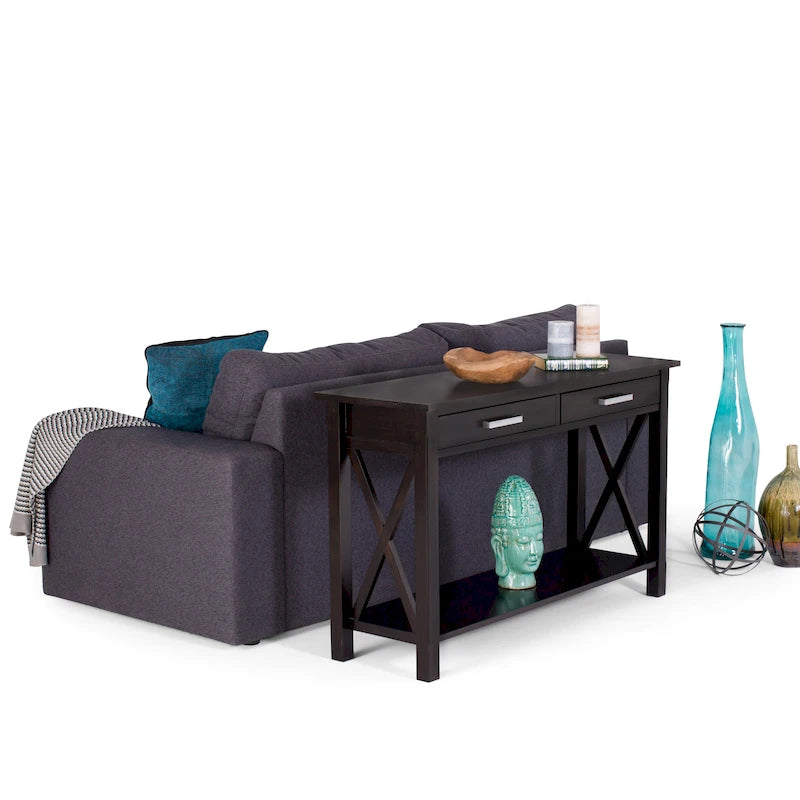 Console/table d'appoint contemporaine en bois massif de 47 pouces de large