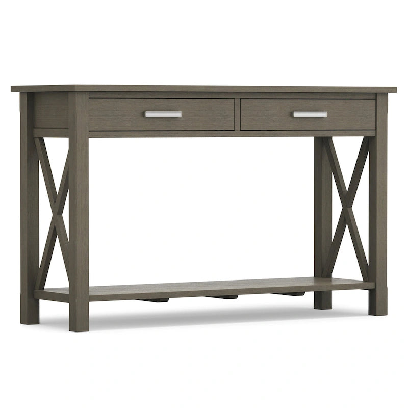 Console/table d'appoint contemporaine en bois massif de 47 pouces de large