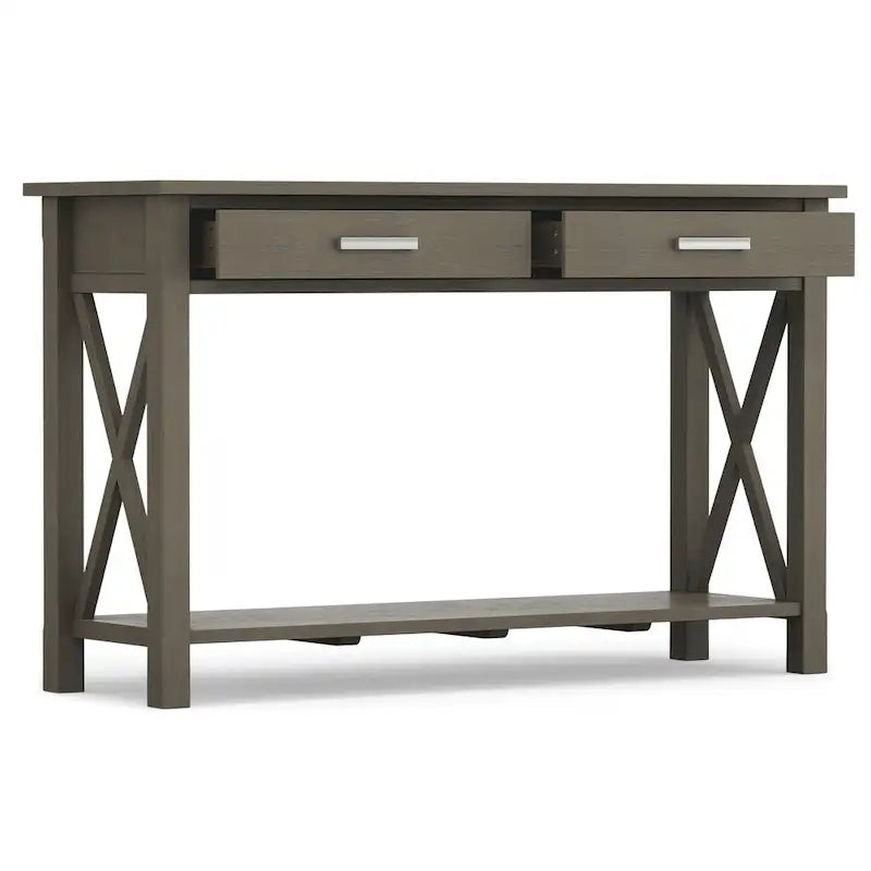 Console/table d'appoint contemporaine en bois massif de 47 pouces de large