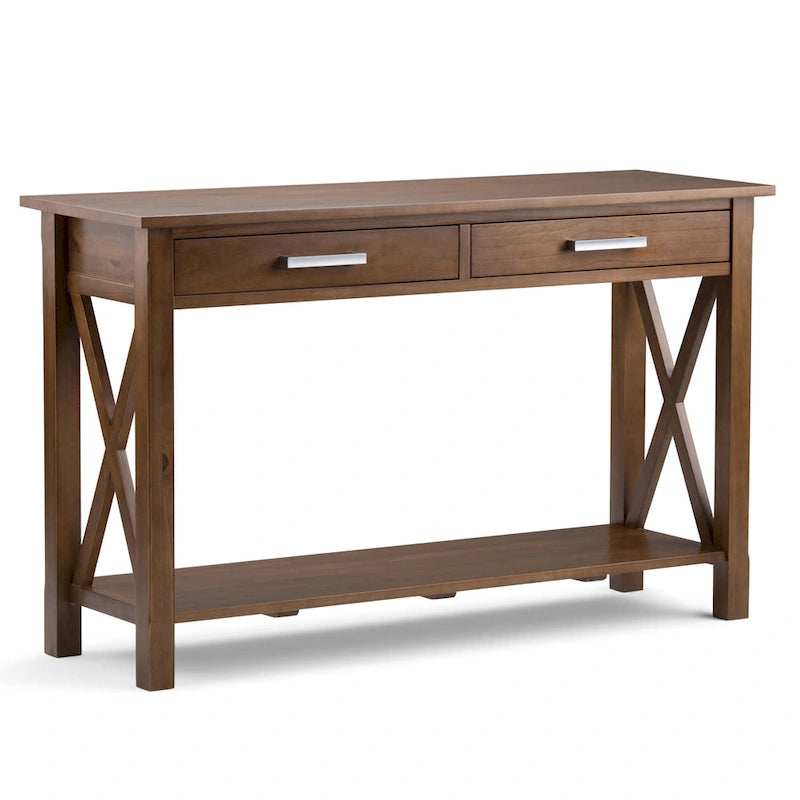 Console/table d'appoint contemporaine en bois massif de 47 pouces de large