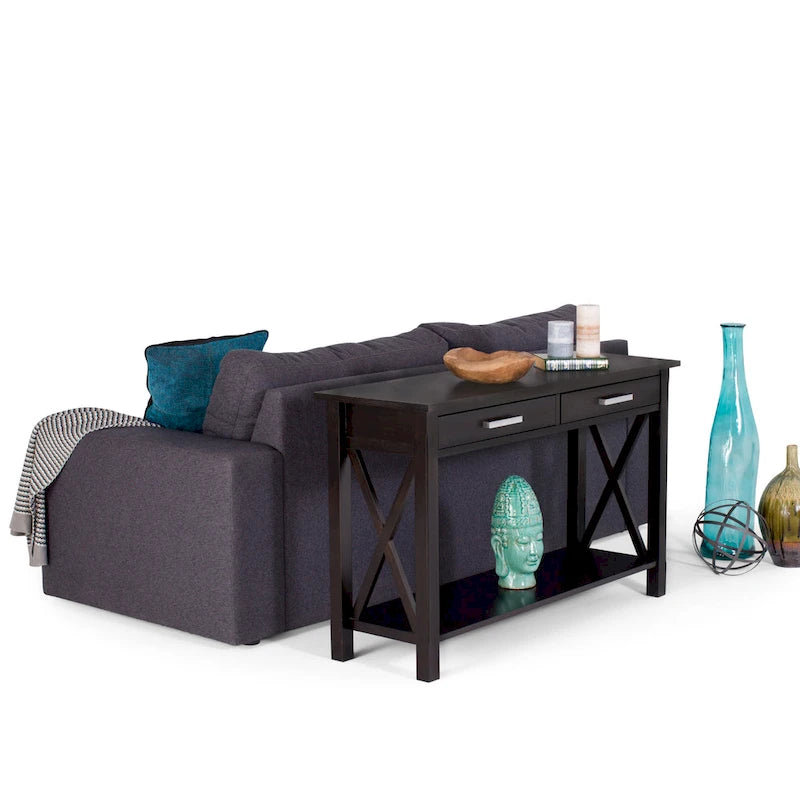 Console/table d'appoint contemporaine en bois massif de 47 pouces de large