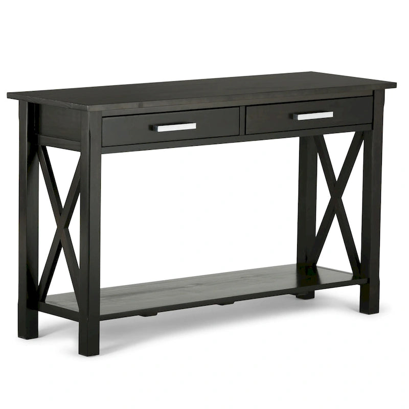 Console/table d'appoint contemporaine en bois massif de 47 pouces de large