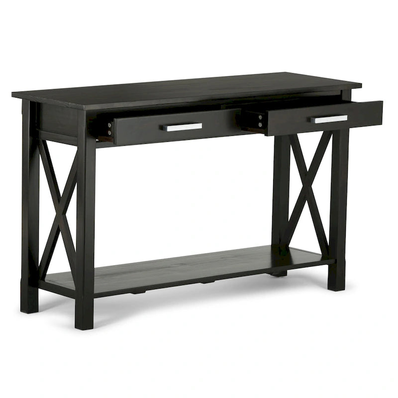 Console/table d'appoint contemporaine en bois massif de 47 pouces de large
