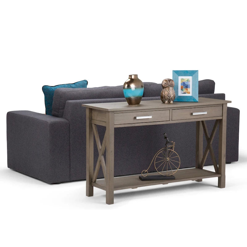 Console/table d'appoint contemporaine en bois massif de 47 pouces de large