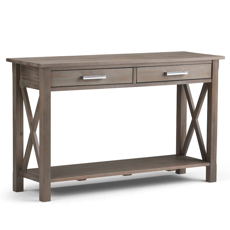Console/table d'appoint contemporaine en bois massif de 47 pouces de large