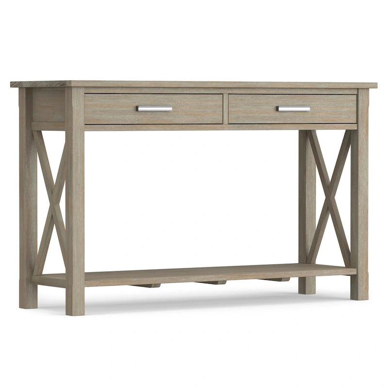 Console/table d'appoint contemporaine en bois massif de 47 pouces de large