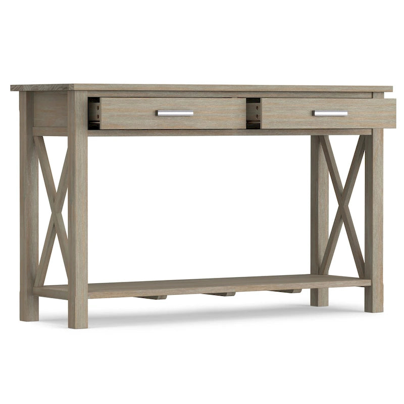 Console/table d'appoint contemporaine en bois massif de 47 pouces de large