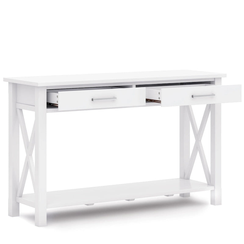 Console/table d'appoint contemporaine en bois massif de 47 pouces de large