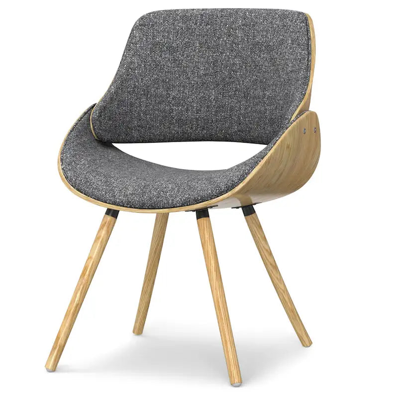 Chaise de salle à manger en bois courbé de style Mid-Century avec bois clair - Lin polyester