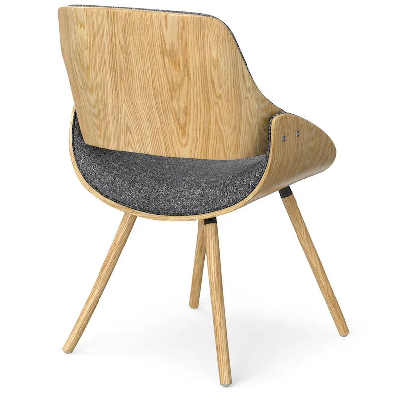 Chaise de salle à manger en bois courbé de style Mid-Century avec bois clair - Lin polyester