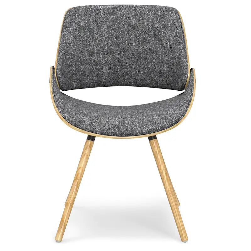 Chaise de salle à manger en bois courbé de style Mid-Century avec bois clair - Lin polyester