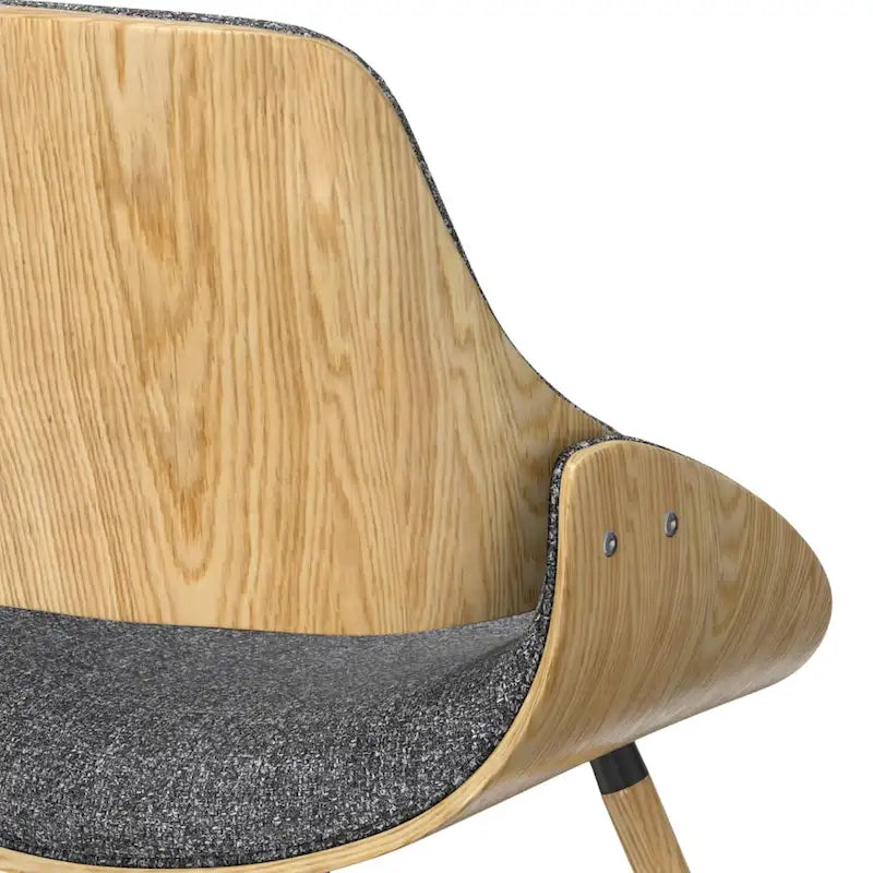 Chaise de salle à manger en bois courbé de style Mid-Century avec bois clair - Lin polyester