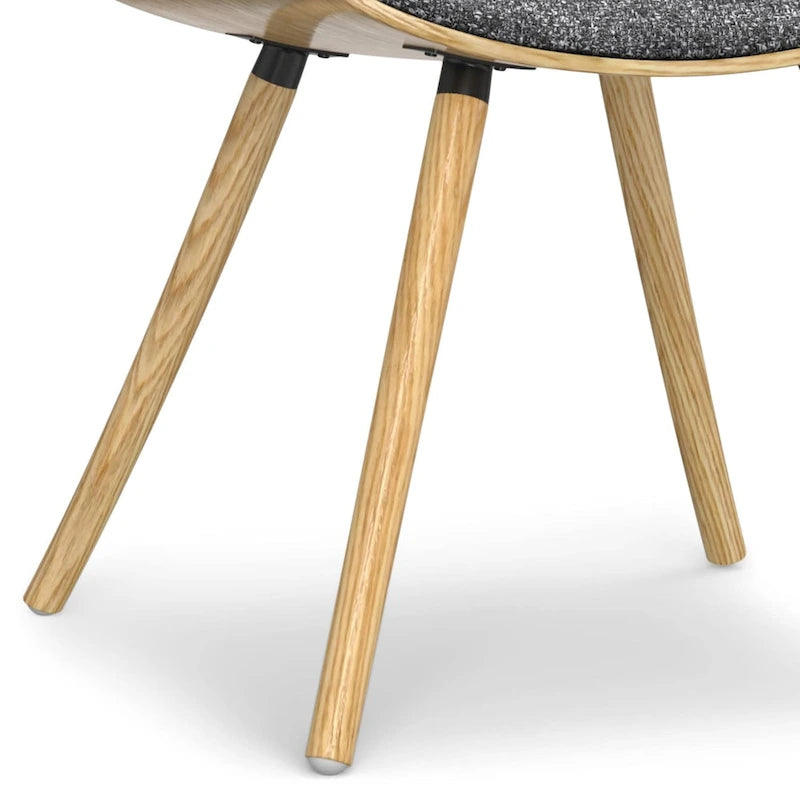 Chaise de salle à manger en bois courbé de style Mid-Century avec bois clair - Lin polyester