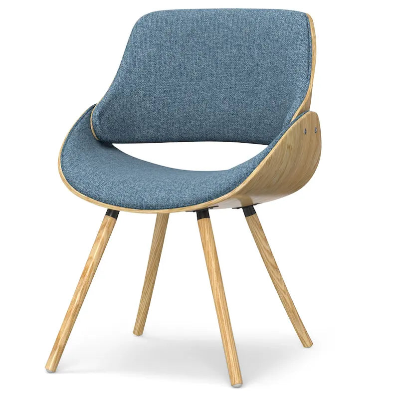 Chaise de salle à manger en bois courbé de style Mid-Century avec bois clair - Lin polyester