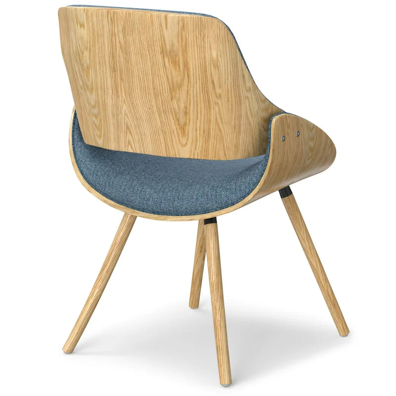 Chaise de salle à manger en bois courbé de style Mid-Century avec bois clair - Lin polyester