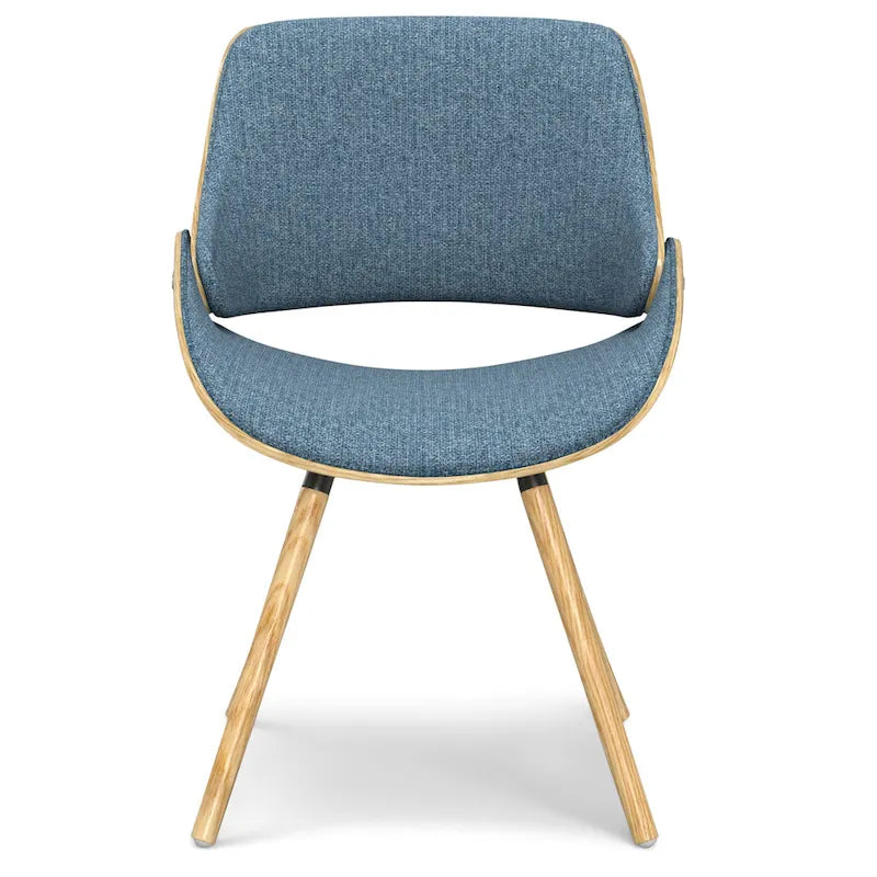 Chaise de salle à manger en bois courbé de style Mid-Century avec bois clair - Lin polyester
