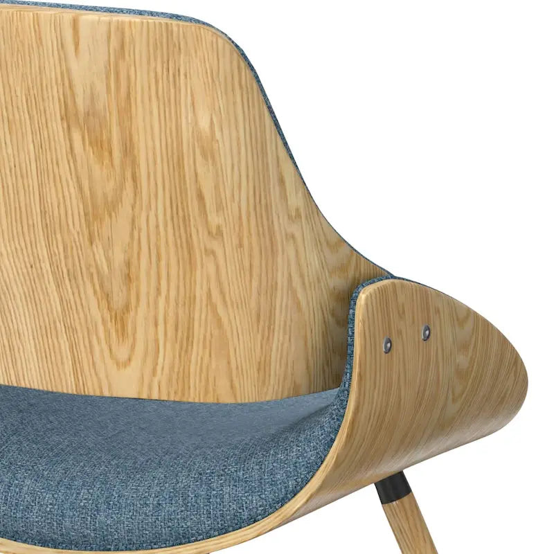 Chaise de salle à manger en bois courbé de style Mid-Century avec bois clair - Lin polyester