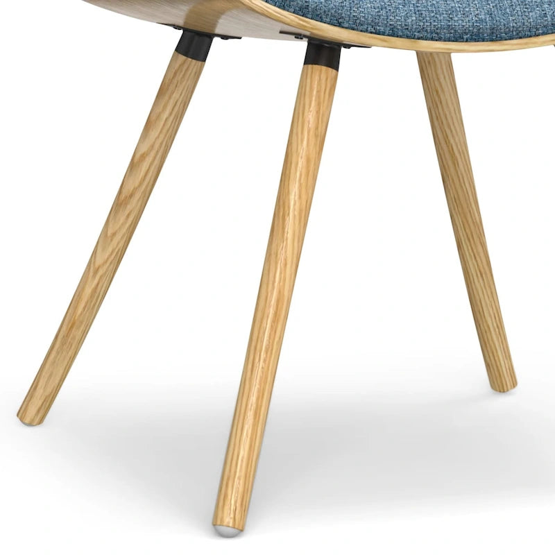 Chaise de salle à manger en bois courbé de style Mid-Century avec bois clair - Lin polyester