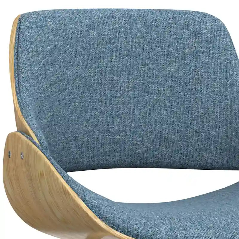 Chaise de salle à manger en bois courbé de style Mid-Century avec bois clair - Lin polyester