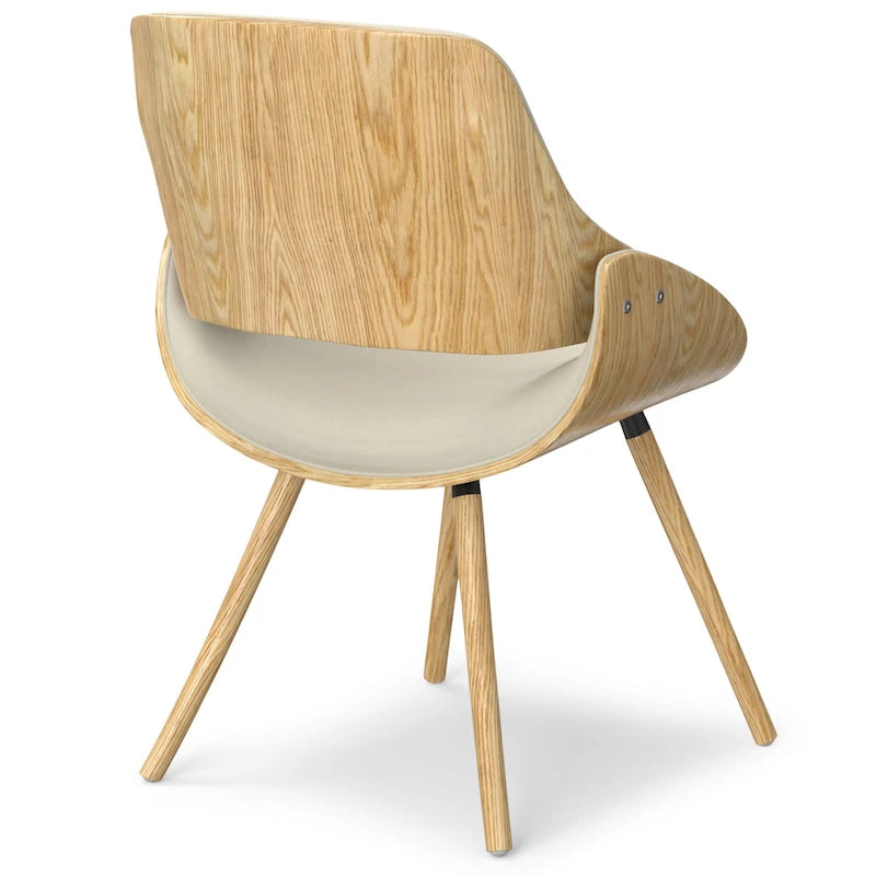 Chaise de salle à manger en bois courbé de style Mid-Century avec bois clair - Lin polyester