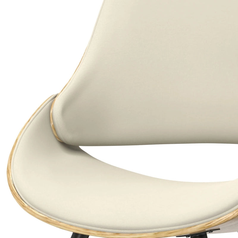 Chaise de salle à manger en bois courbé de style Mid-Century avec bois clair - Lin polyester