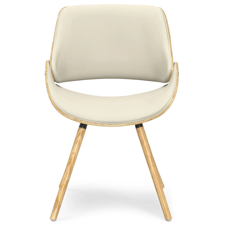 Chaise de salle à manger en bois courbé de style Mid-Century avec bois clair - Lin polyester