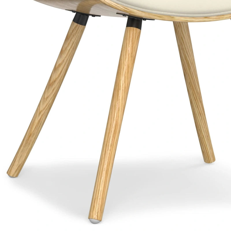 Chaise de salle à manger en bois courbé de style Mid-Century avec bois clair - Lin polyester