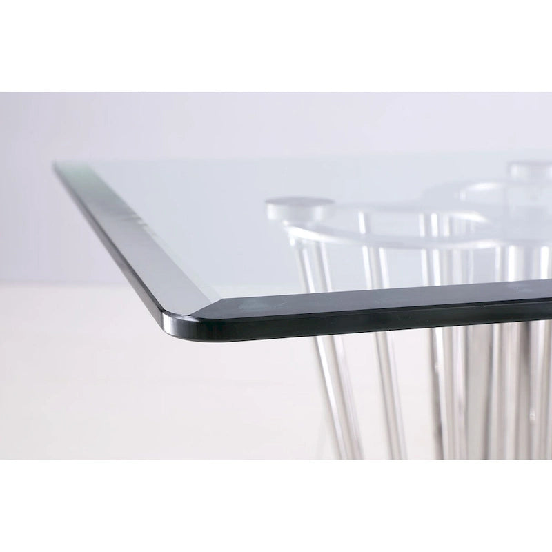 Table de salle à manger rectangulaire avec piètement double colonne - Argent
