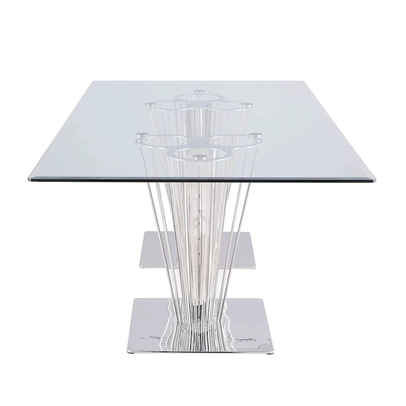 Table de salle à manger rectangulaire avec piètement double colonne - Argent