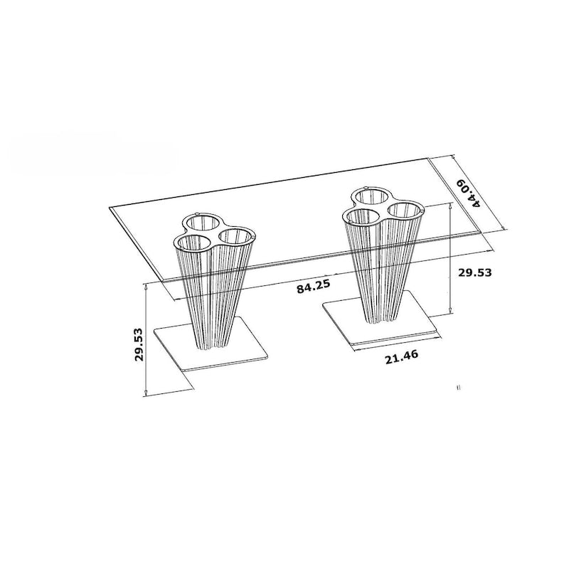 Table de salle à manger rectangulaire avec piètement double colonne - Argent
