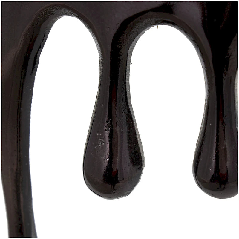 Table basse ou d'appoint en aluminium avec pieds à effet de fonte et plateau en verre fumé