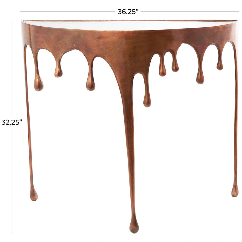 Table basse ou d'appoint en aluminium avec pieds à effet de fonte et plateau en verre fumé