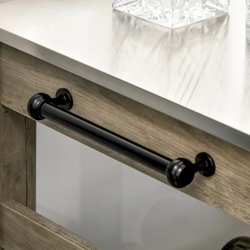 Desserte de cuisine roulante avec plateau en acier inoxydable et casier à vin - 108L x 48P x 89H cm