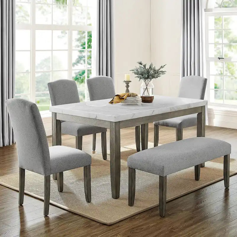 Banquette de salle à manger capitonnée avec assise en mousse à mémoire de forme - Gris vieilli