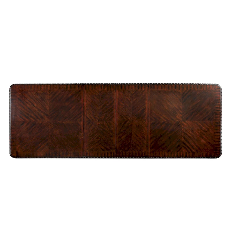 Table à manger traditionnelle en merisier de 120 pouces avec base à double piédestal