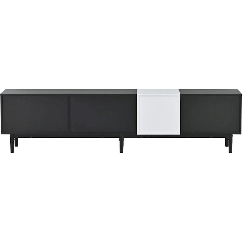 Meuble TV moderne pour téléviseur 80 pouces avec 3 portes et grand placard de rangement