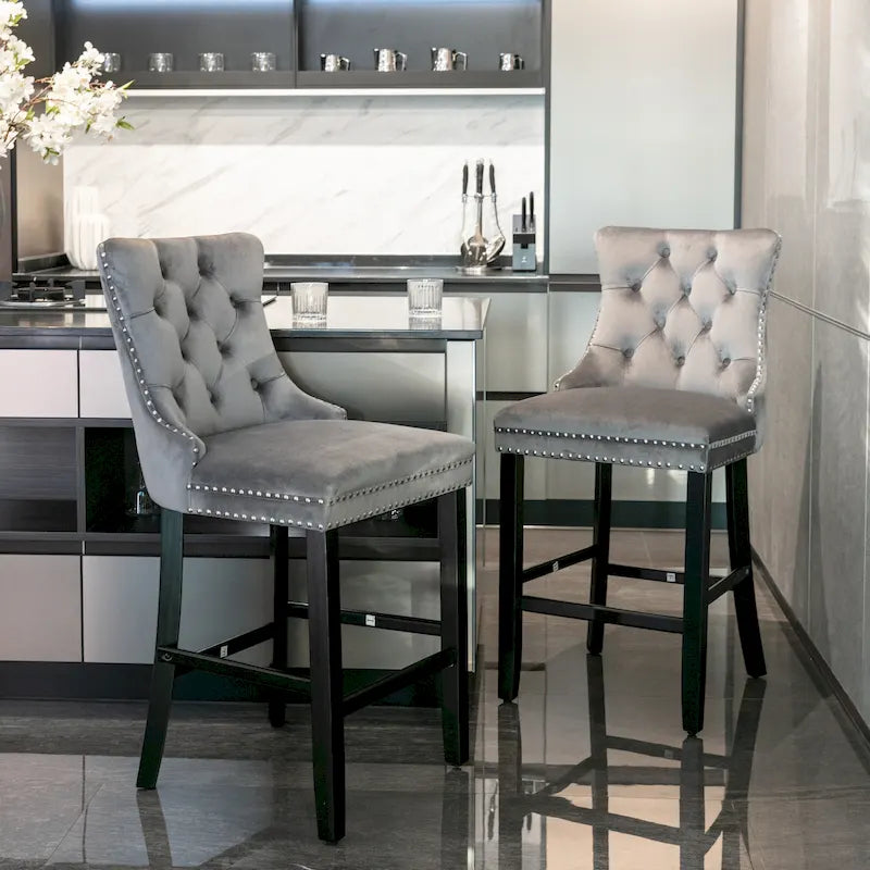 Tabourets de bar en velours