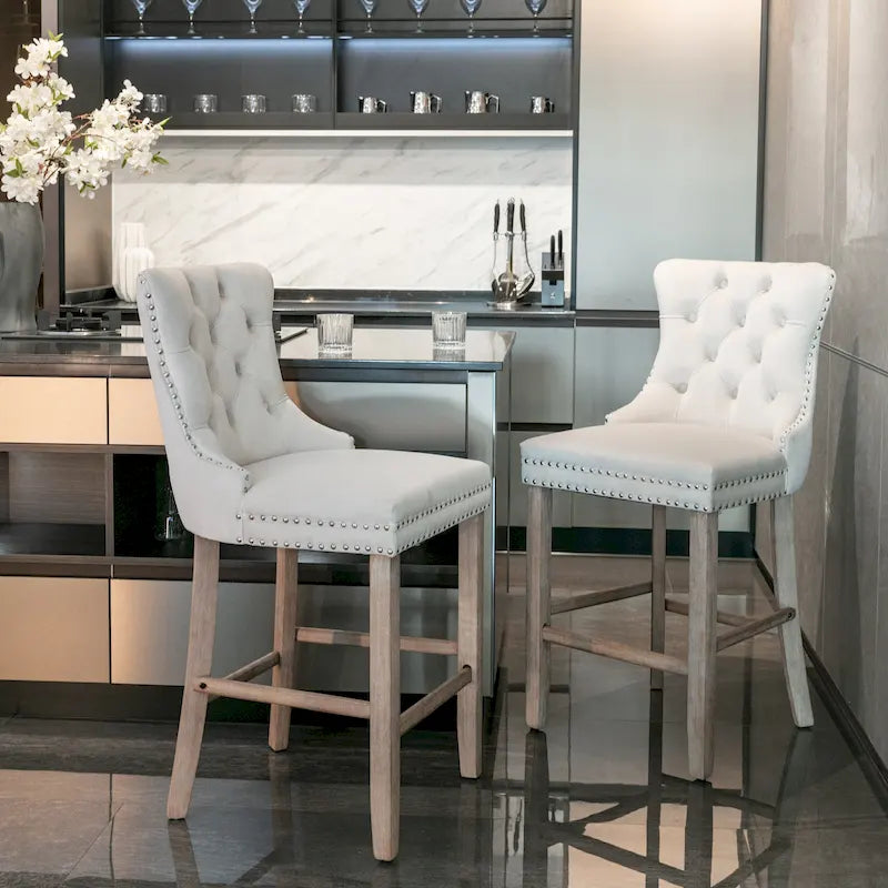 Tabourets de bar en velours