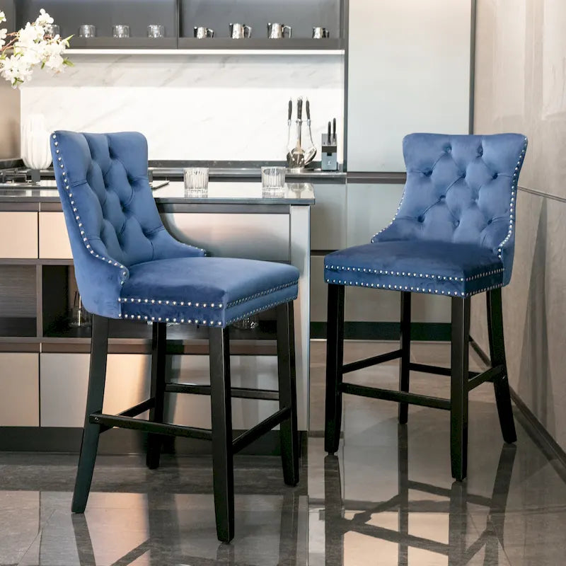 Tabourets de bar en velours