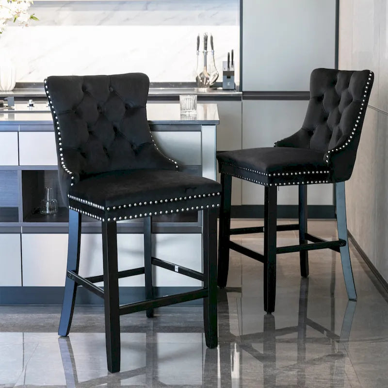 Tabourets de bar en velours