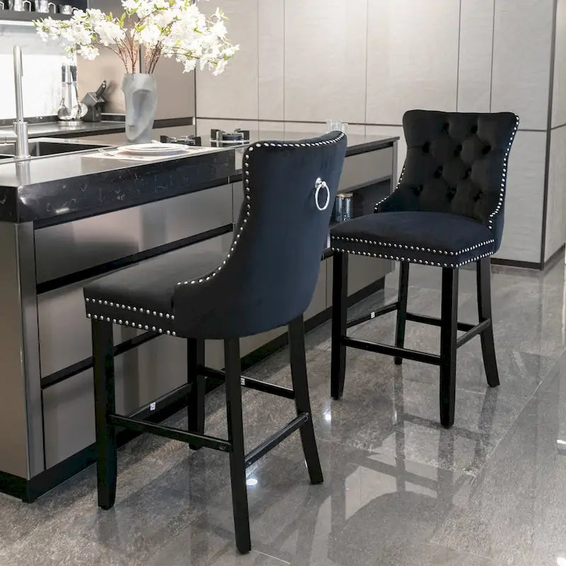 Tabourets de bar en velours