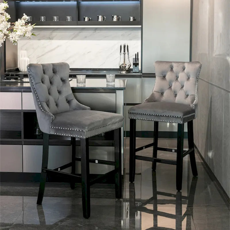 Tabourets de bar en velours
