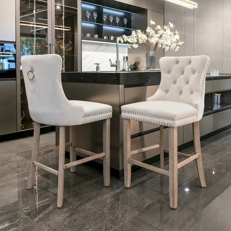 Tabourets de bar en velours