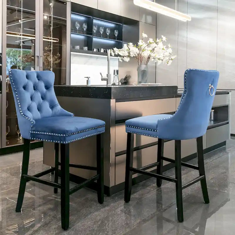 Tabourets de bar en velours