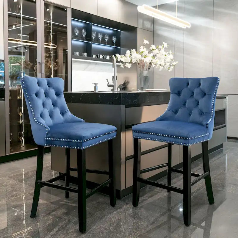Tabourets de bar en velours